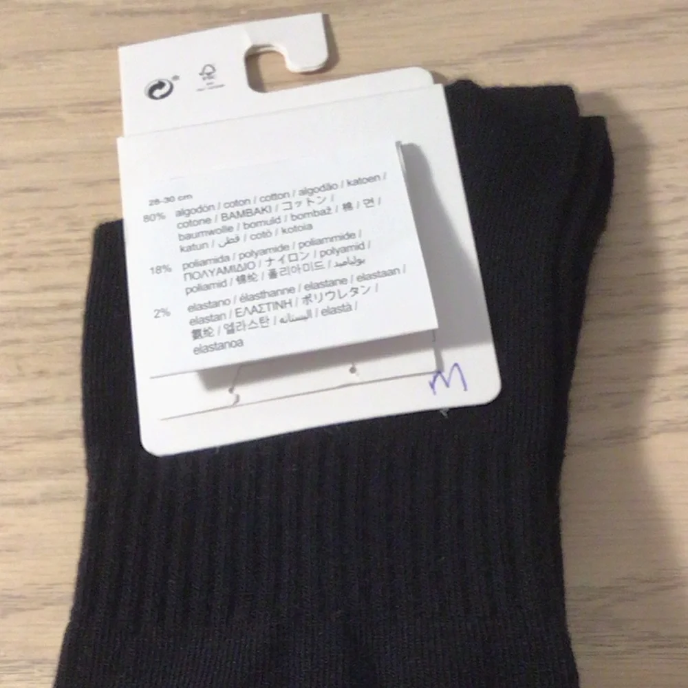 Zara Black Crew Socks with White Stripes